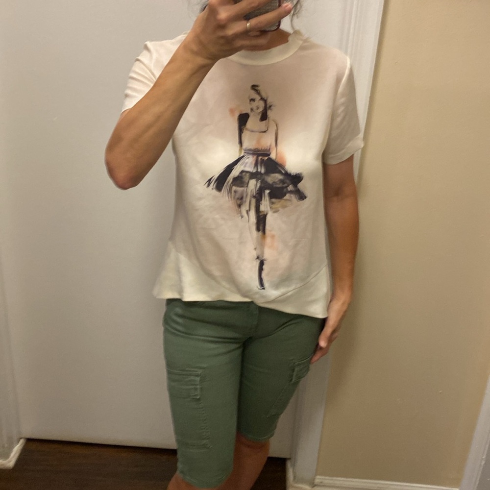 Zara vintage collection cream Graphic Tee with Short Sleeves